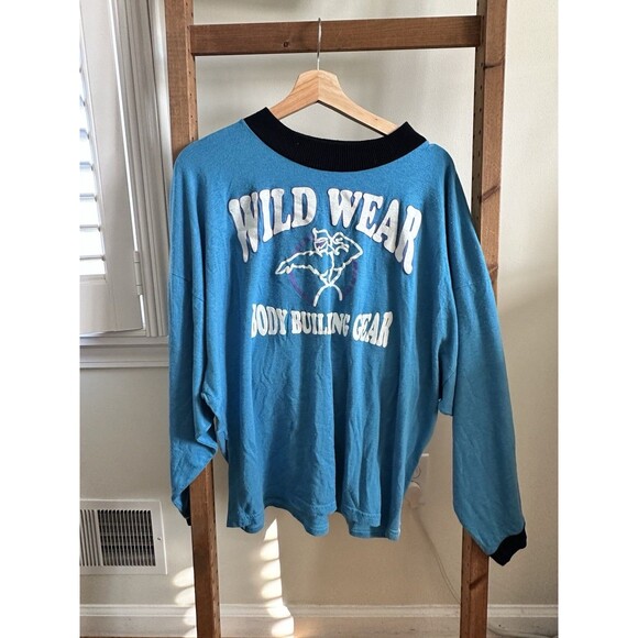 Vintage 70s Wild Wear Body Building Gear Sweatshirt Body Armor SUPER RARE USA XL - Picture 1 of 6